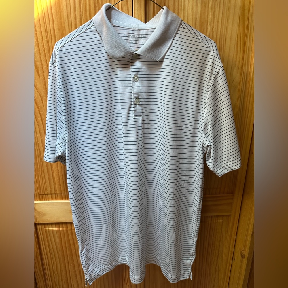 Nike Men's Polo Shirt - White with Black Stripes